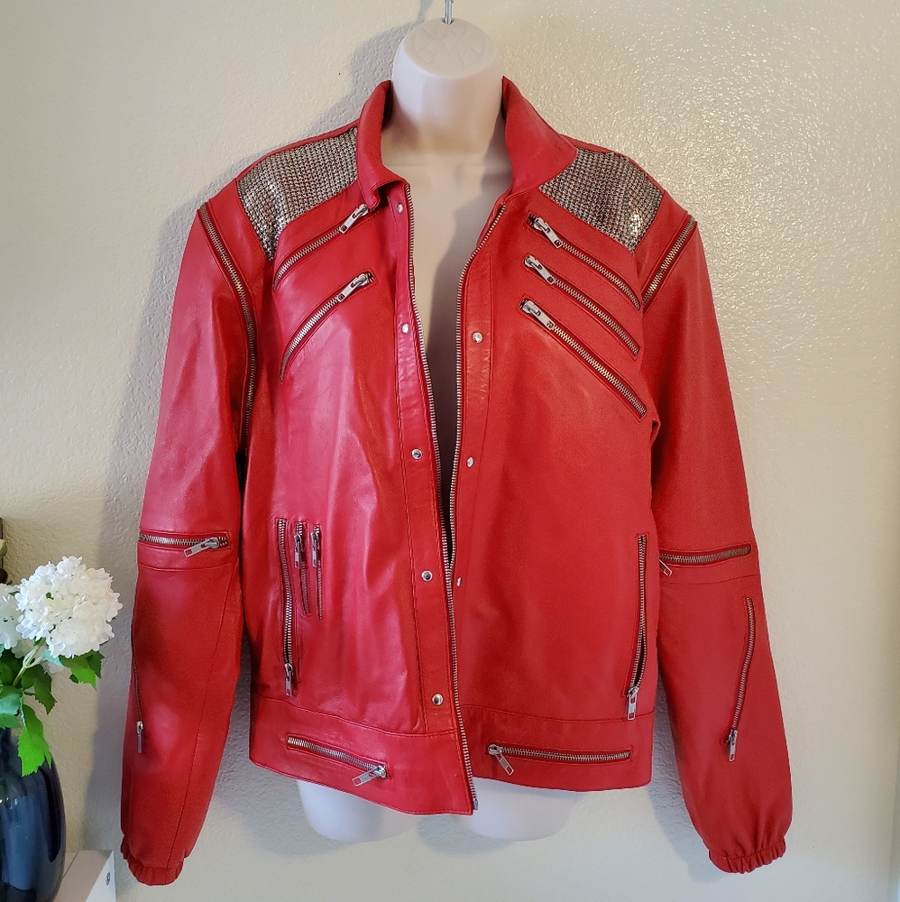 Michael Jackson "Beat It" Red Faux Leather Jacket